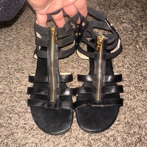 Michael Kors Black and Gold Gladiator Sandals